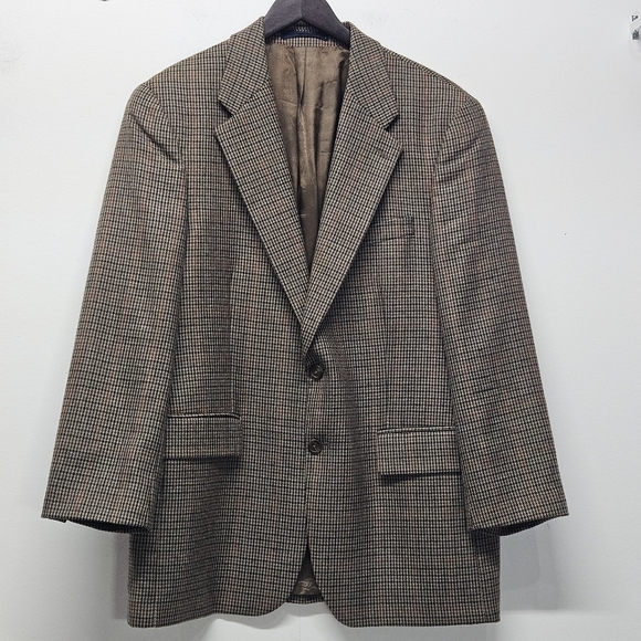 Vintage Chaps Ralph Lauren Sport Blazer Wool Houndstooth Single Breasted - Picture 1 of 16